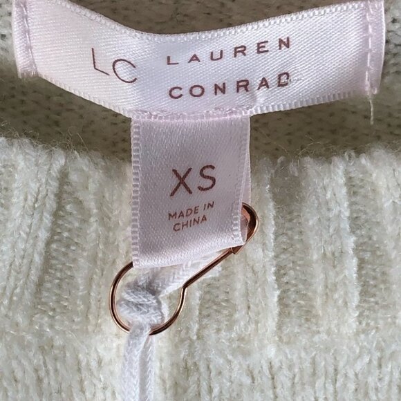 LC Lauren Conrad Ivory Knit Tunic Sweater with Flamingo Size  XS - Picture 5 of 7